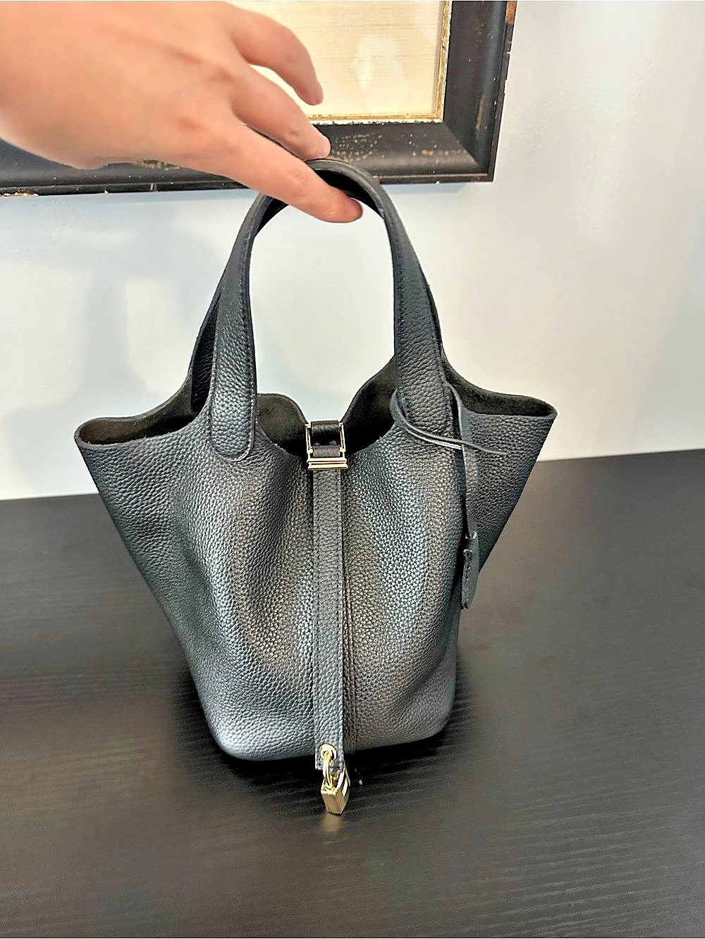 Black Leather Tote Bag